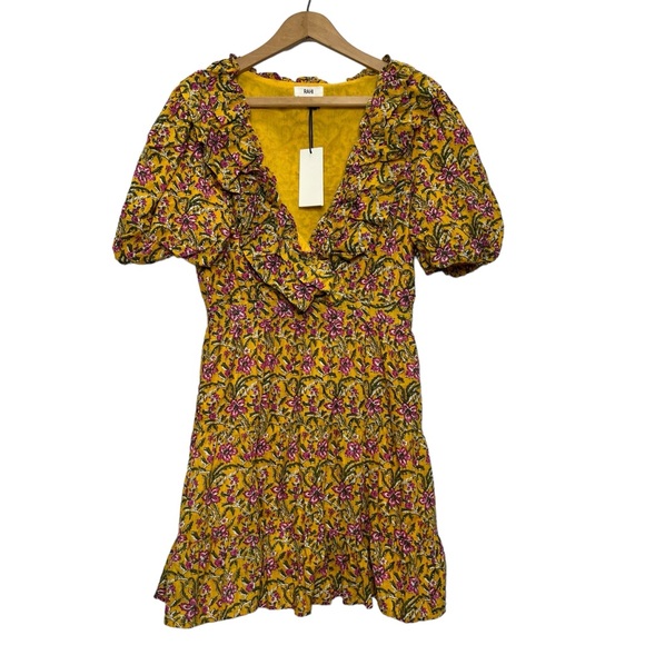 Rahi Del Sole Chiara Mini Dress in Yellow Floral Size Small - Picture 4 of 15